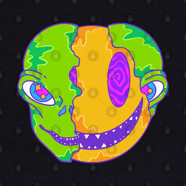 Alien Smile Emoji Psychedelic by yoy vector